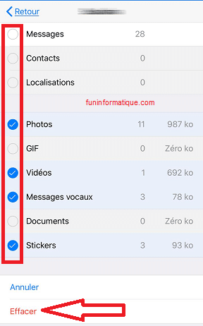 Vider cache WhatsApp iPhone